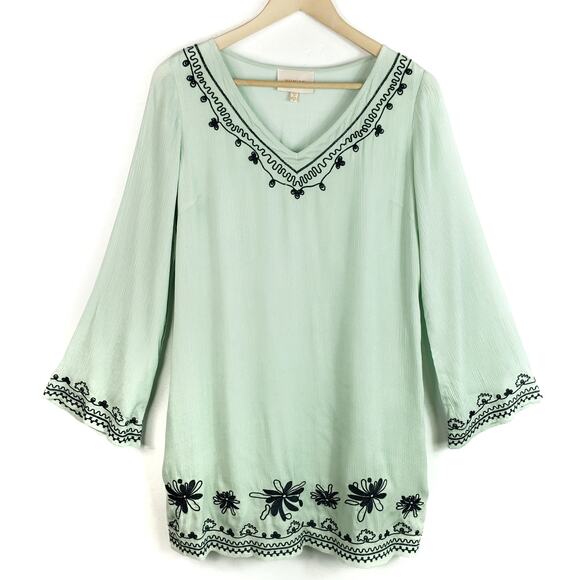 Skies Are Blue Mint Green Bell Sleeve Shift Dress Size S Small - Picture 1 of 6